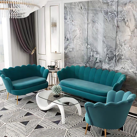 Velvet Fabric Sofa Set For Living Room / Ruchi 