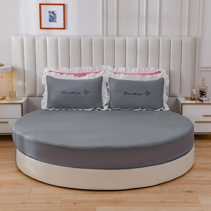 Round Cotton Fitted Bedsheet Bed-skirt Set