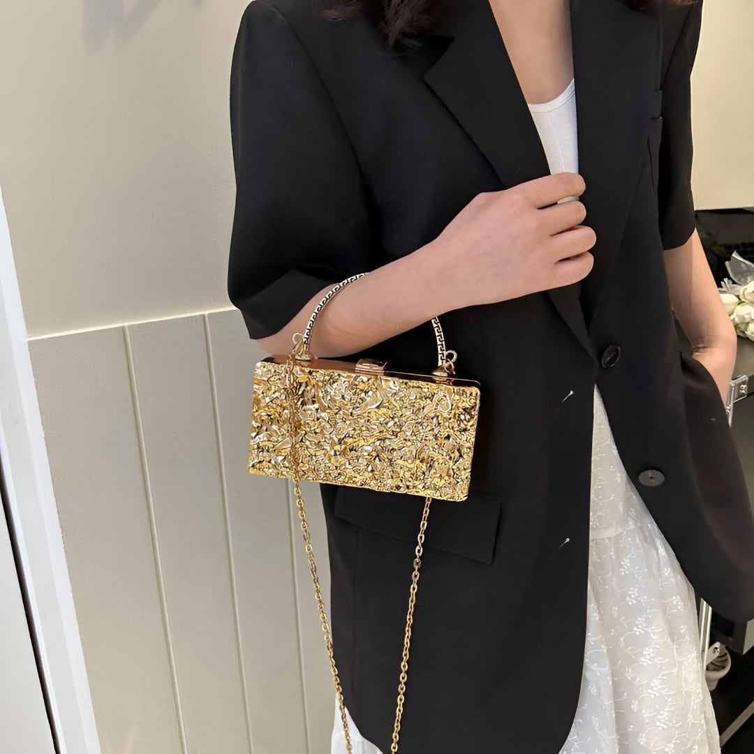 Crossbody Metal Clutch Handbag For Wedding / Ruchi