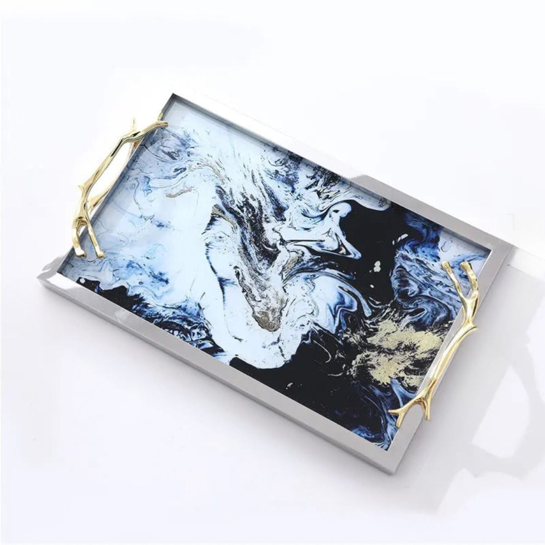 Metal Serving Tray With Handles / Ruchi