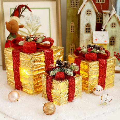 3 Metallic LED Christmas Gift Boxes / Ruchi