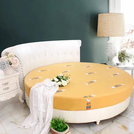 Modern Cotton Fitted Sheet For Round Bed / Ruchi