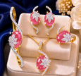 4 Piece Sparkling Leaf American Diamond Jewelry Set / Ruchi 