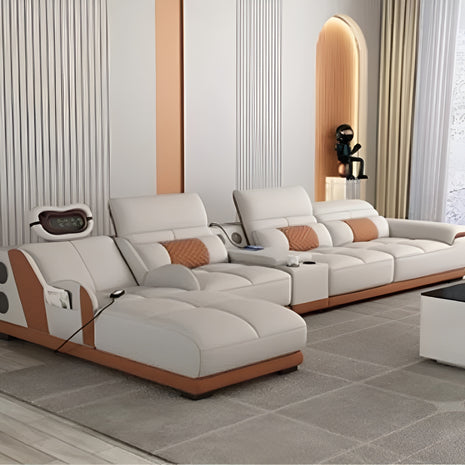 Head Massager Leather Sectional Sofa / Ruchi