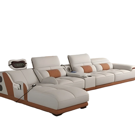 Head Massager Leather Sectional Sofa