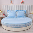 Plain Round Cotton Fitted Sheet With Pillowcases
