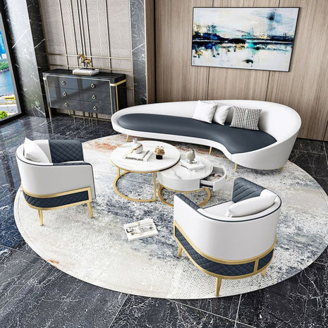 Modern Circular Leather Sofa Set / Ruchi