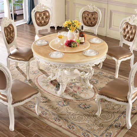 Marble Dining Table Set In Round European