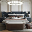 Golden Metallic Veins Design Velvet Bed
