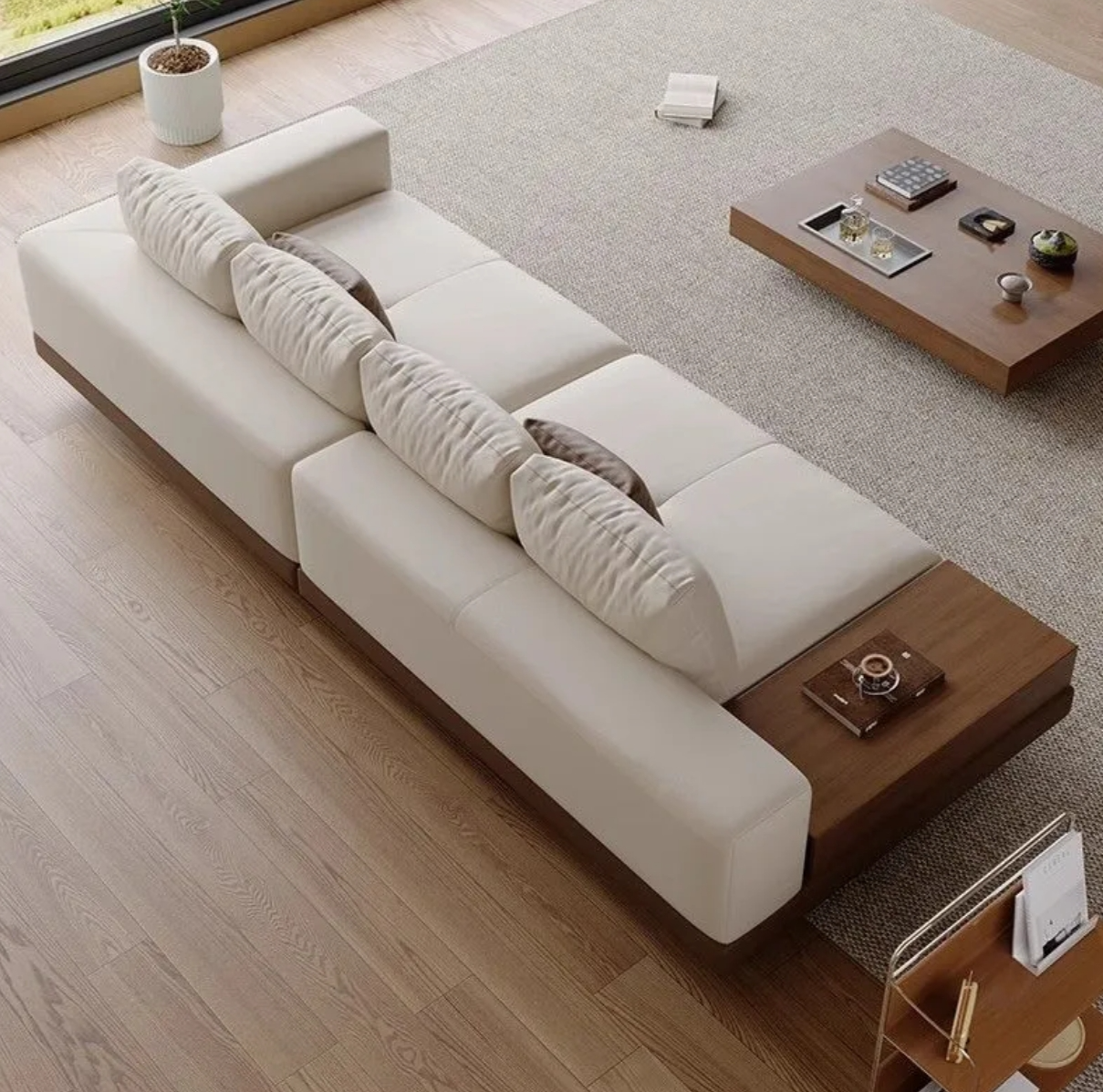 Traditional Japanese Style Leather Sofa Set / Ruchi 