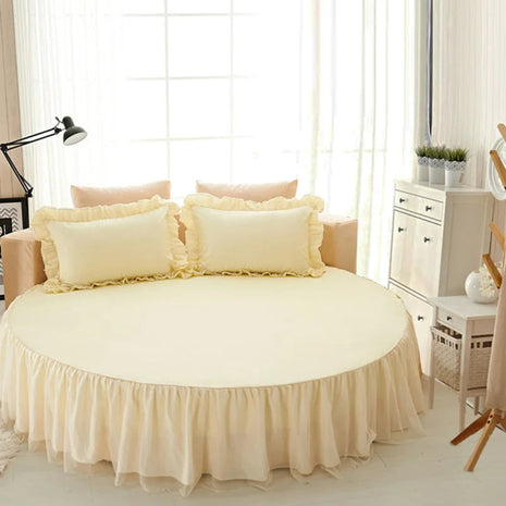 Cotton Round Bedsheet Skirt And Pillowcases /Ruchi
