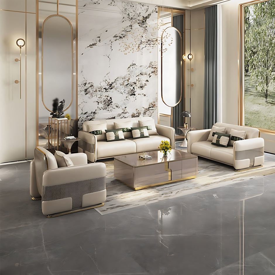 1-2-3 Living Room Leather Sofa Set / Ruchi