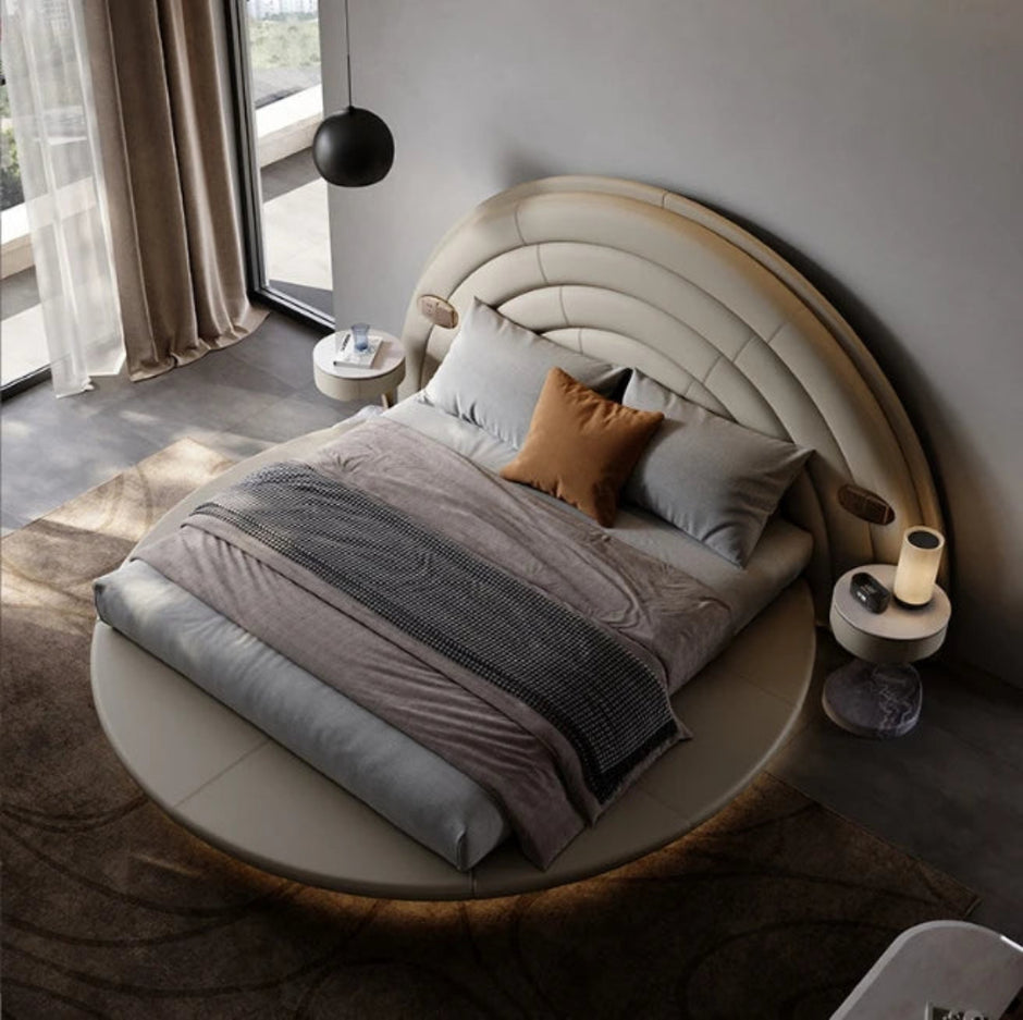 Modern LED Leather Round Bed / Ruchi