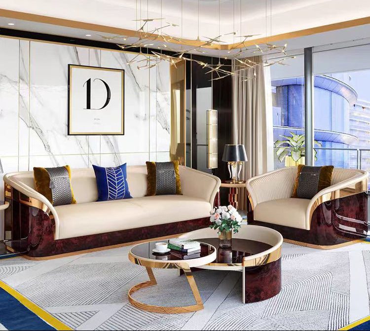 Luxurious Leather Sofa Set For Living Room