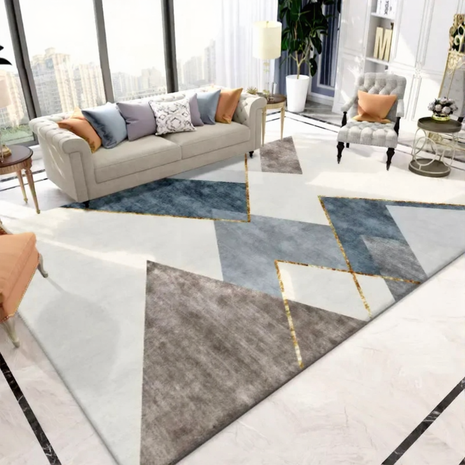 Multicolored Polyester Anti-Slip Living Room Rug