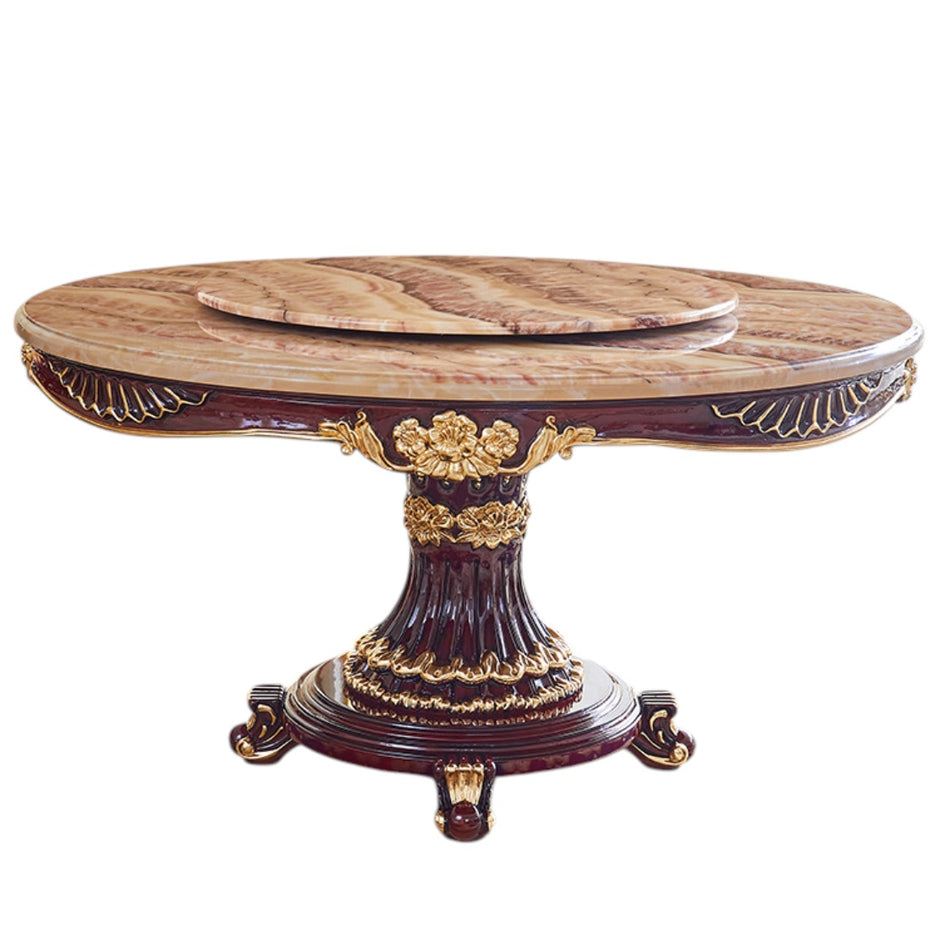 Round European Marble Top Dining Table Set / Ruchi