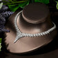 Elegant AAA Cubic Zircon Leaf Pattern Crystal Metal Golden Necklace Set / Ruchi