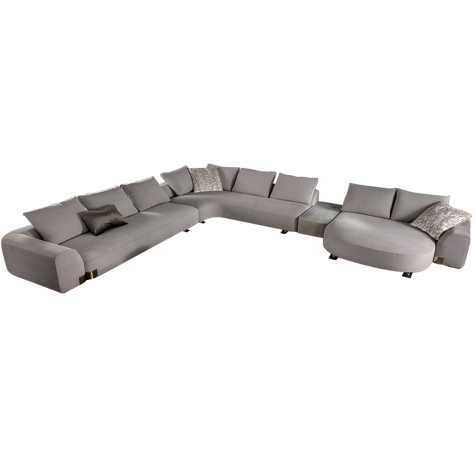 L-Shaped Sectional Sofa With Boucle Fabric Upholstery / Ruchi