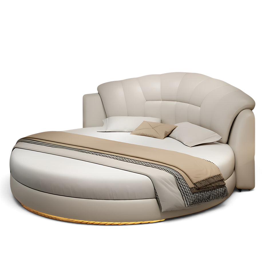 LED Leather Round Bed / Ruchi 