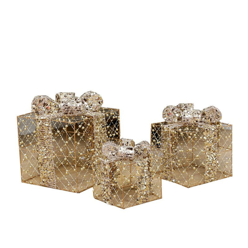 3 Metallic LED Christmas Gift Boxes / Ruchi