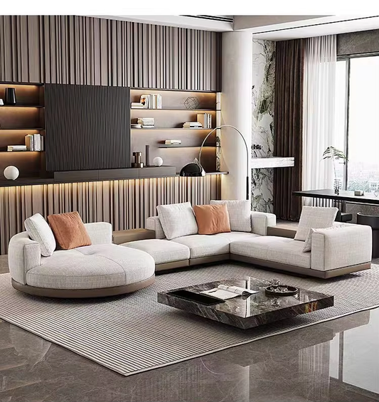 Minimalist U-Shaped Fabric Sofa Set / Ruchi