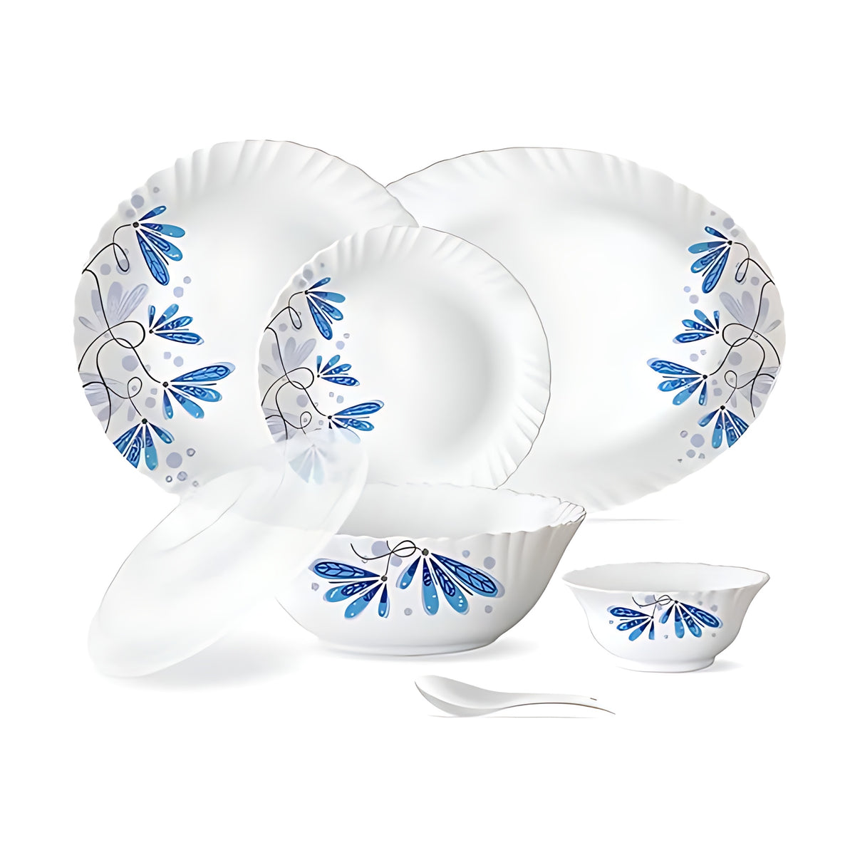 35 Pieces White Dinner Plates & Bowls Set / Ruchi