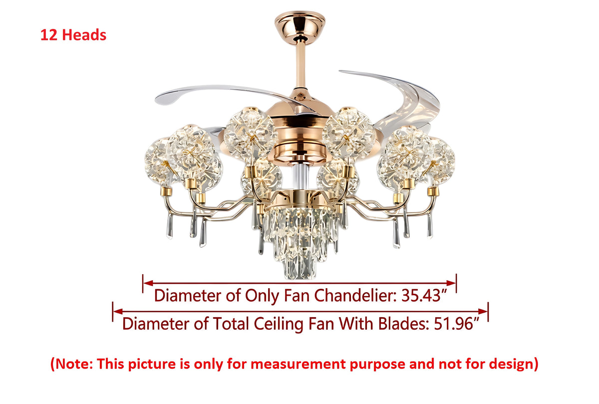 Remote Control LED Chandelier Fan For Living Room / Ruchi