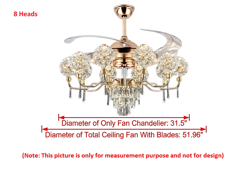 Remote Control LED Chandelier Fan For Living Room / Ruchi