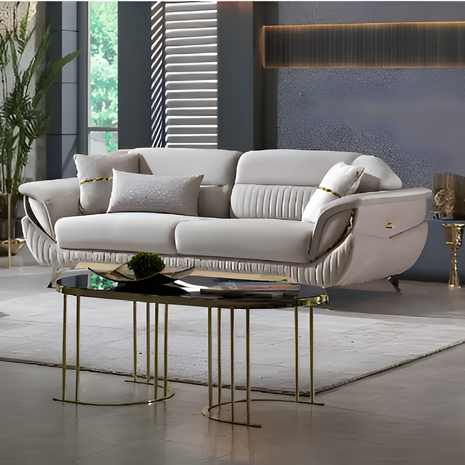 Classic Velvet Fabric Sofa Set Of 3 / Ruchi