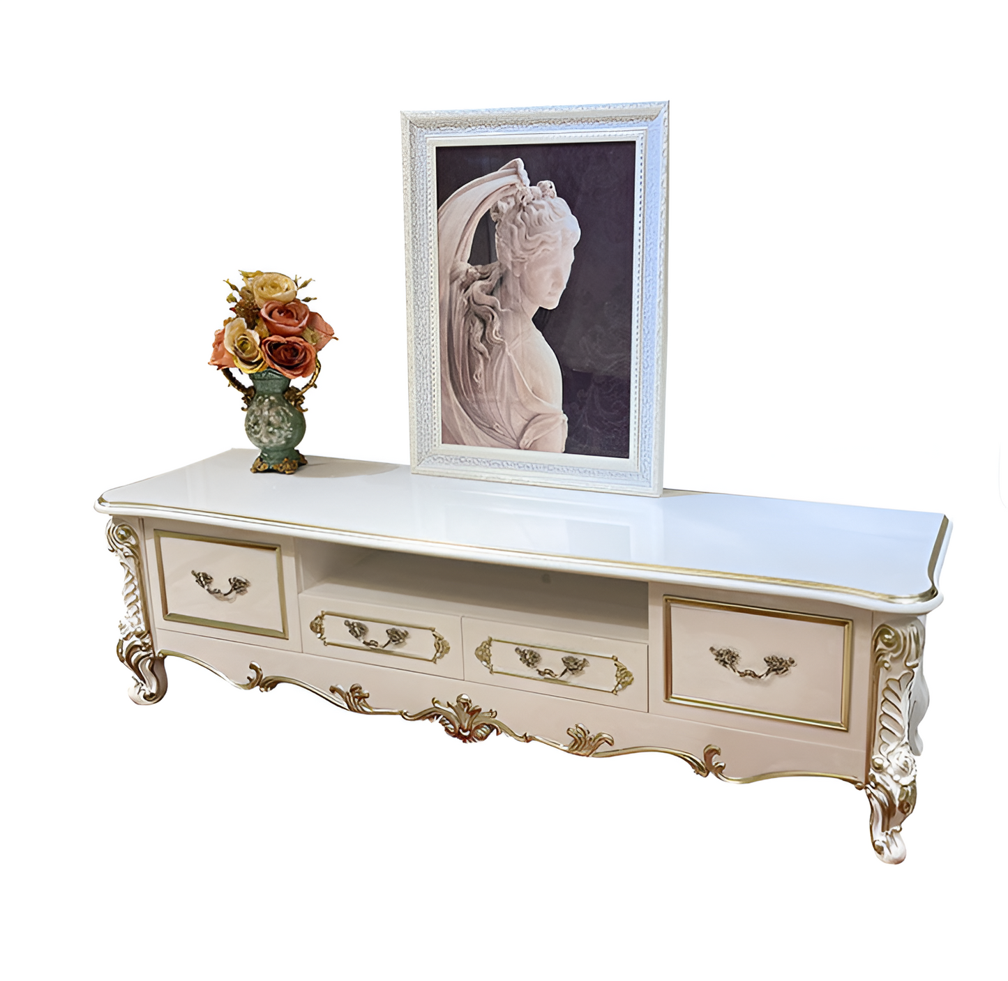 Traditional European Wooden TV Stand