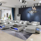 U-Shaped LED Leather Sectional Sofa With Chaise / Ruchi