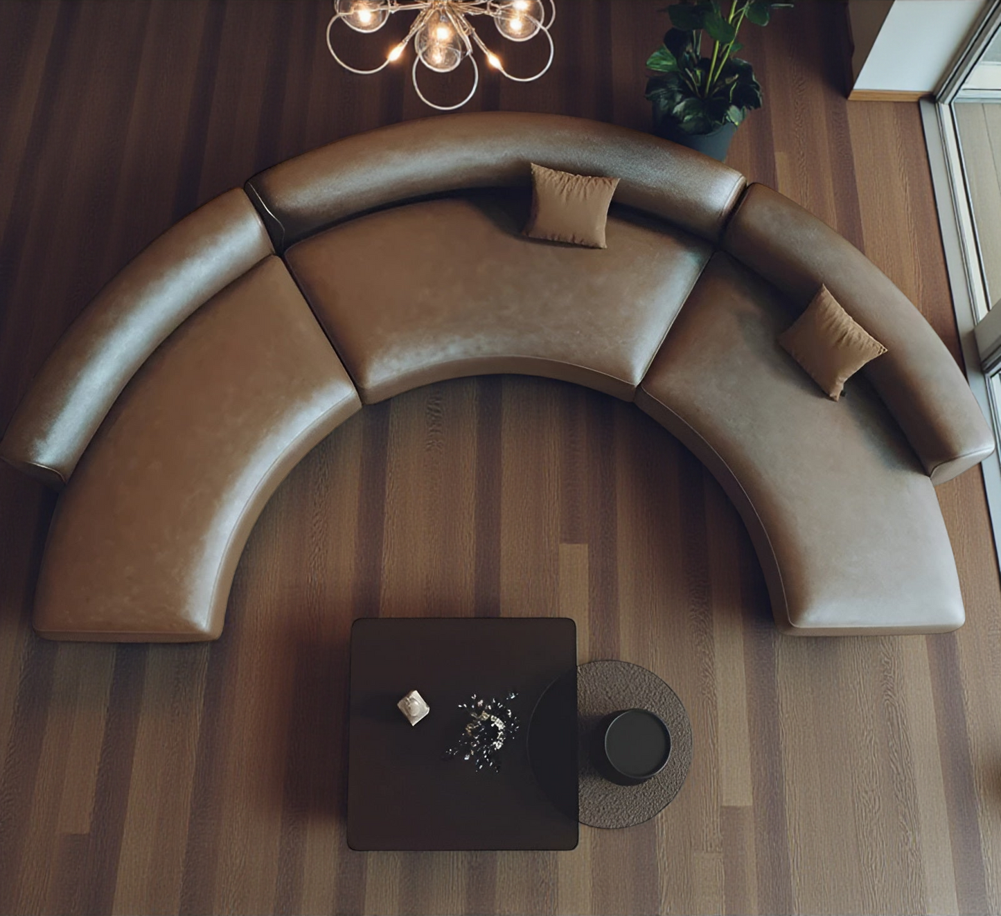 Semi Circular Sectional Leather Sofa