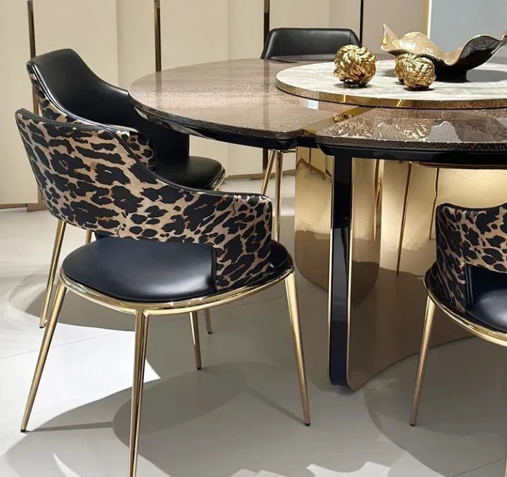 Shiny Wooden Top Round Dining Table Set
