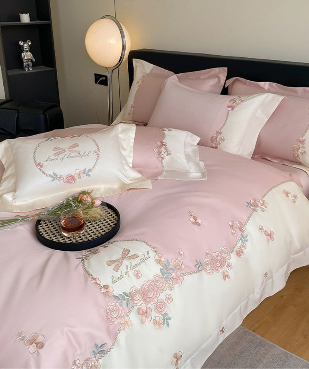 French-Style Fitted Floral Cotton Bedding Set
