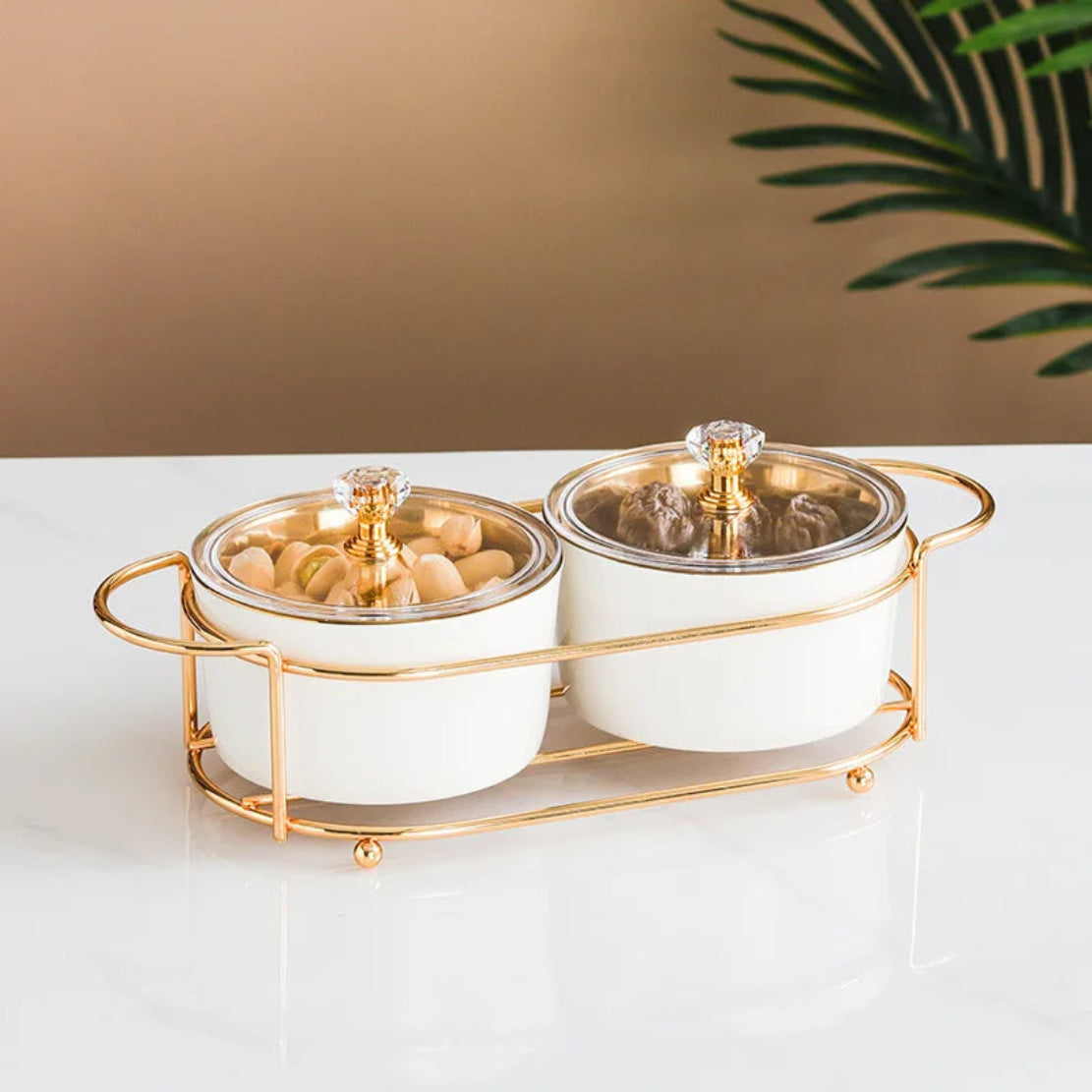 Nordic Ceramic Fruit Bowl Set With Metal Stand / Ruchi