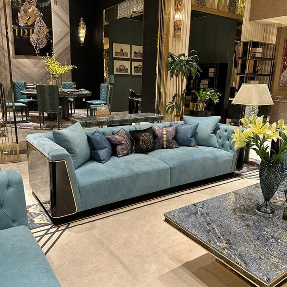 Modern Glossy Velvet Fabric Sofa Set