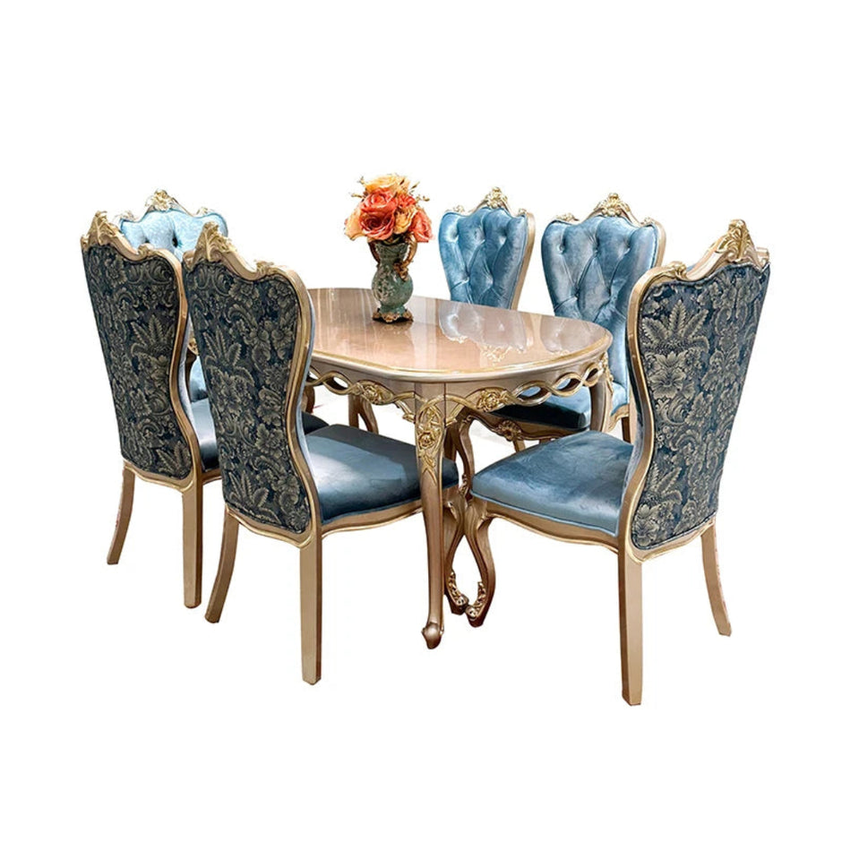 European Oval Wooden Dining Table Set / Ruchi