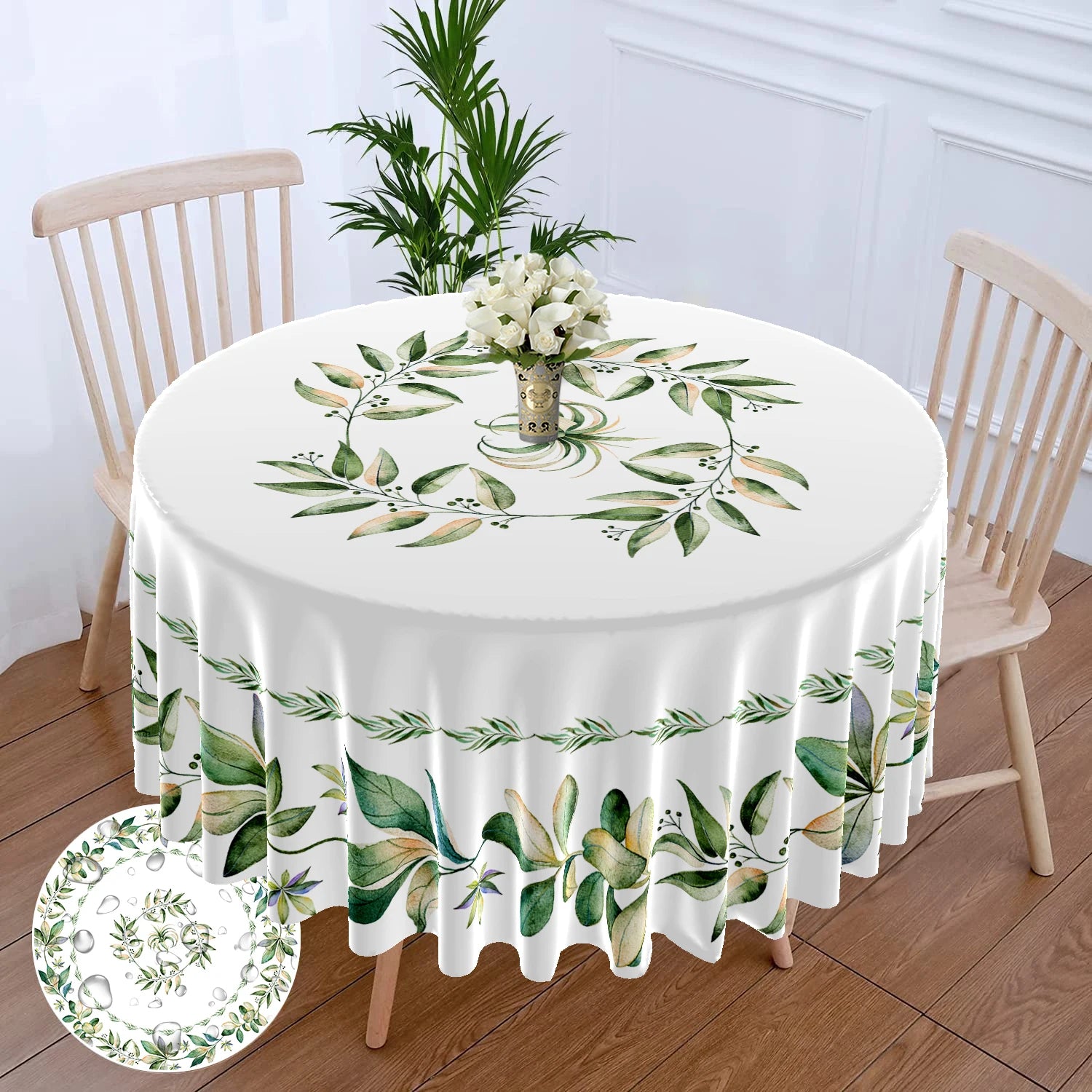 63 Inch Fabric Round Tablecloth / Ruchi