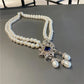 Double Strand Pearl CZ Necklace / Ruchi