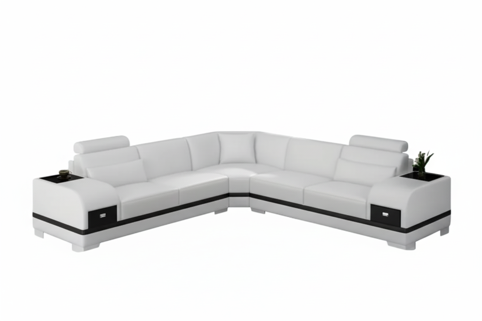 L-Shaped Leather Sectional Sofa With Storage