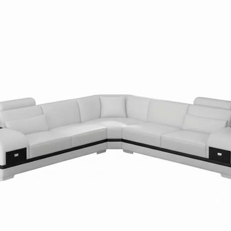L-Shaped Leather Sectional Sofa With Storage