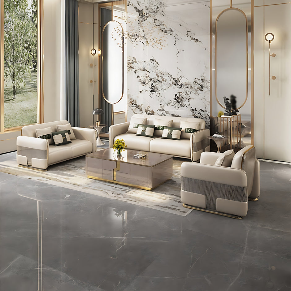 1-2-3 Living Room Leather Sofa Set / Ruchi