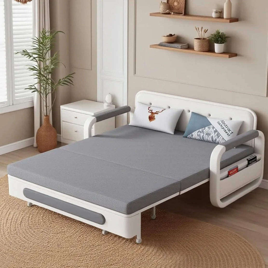 Modern Linen Cotton Sofa Bed With Storage / Ruchi