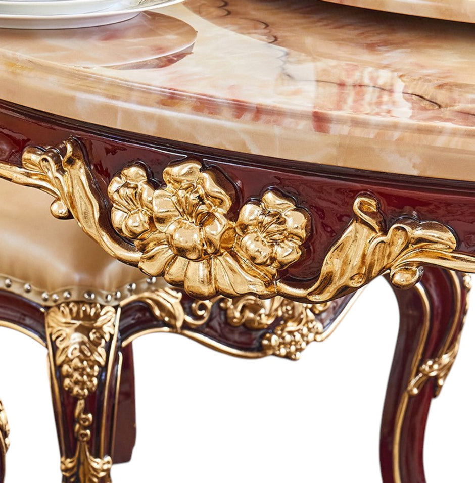 Round European Marble Top Dining Table Set / Ruchi