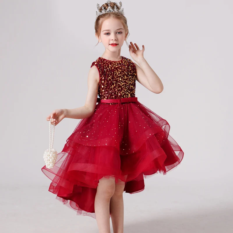 Sleeveless Kids Party Dress With Tulle Skirt