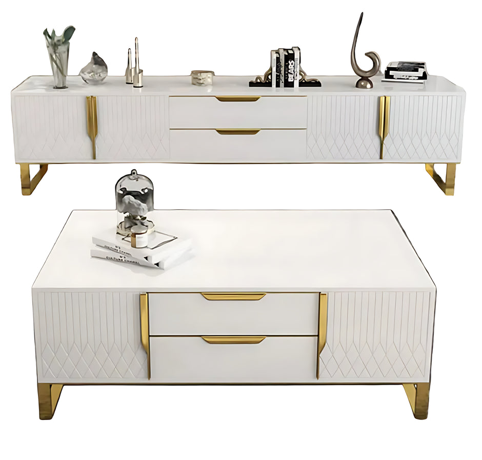 Elegant Wooden Coffee Table And TV Stand Set / Ruchi