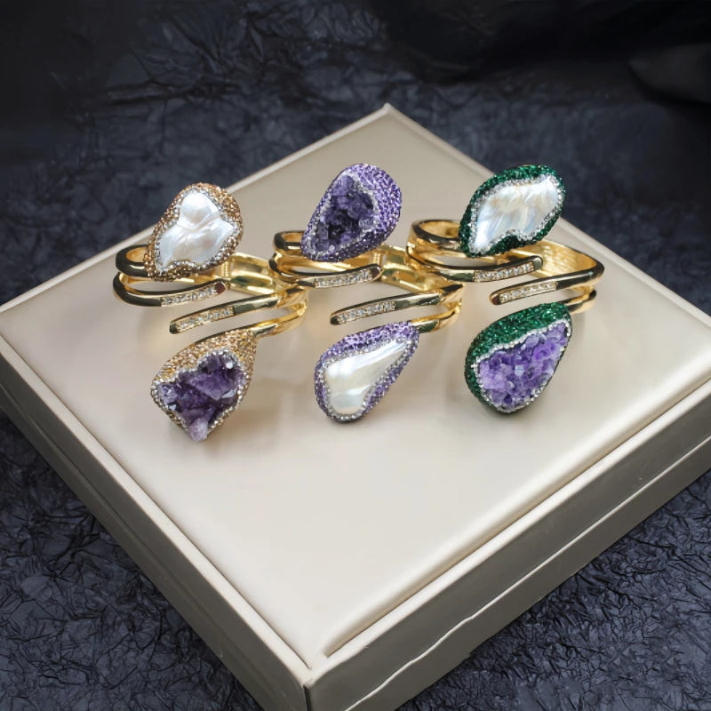 Spiral Pearl Cuff Bracelet For Women / Ruchi