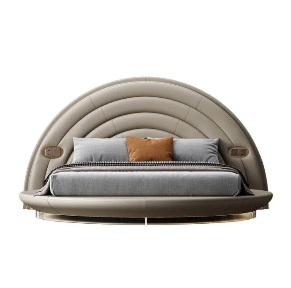 Modern LED Leather Round Bed / Ruchi