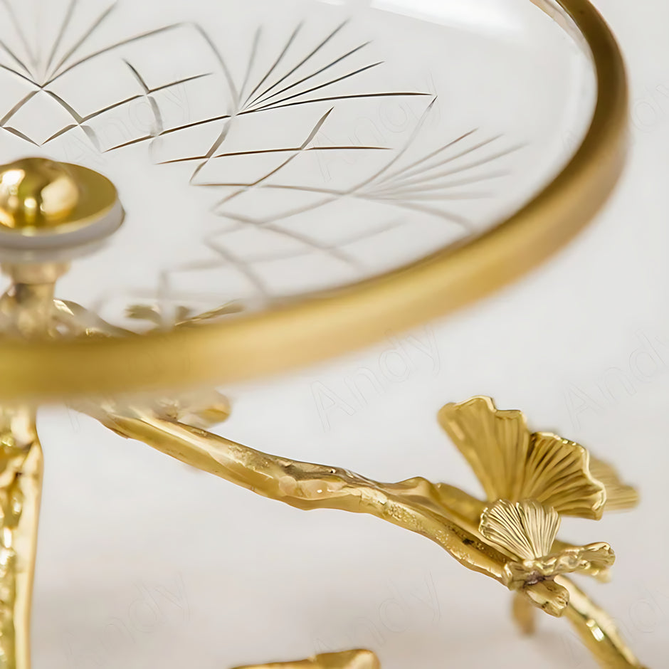 Glass Top Brass Fruit Tray For Party / Ruchi