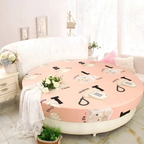 Modern Cotton Fitted Sheet For Round Bed / Ruchi